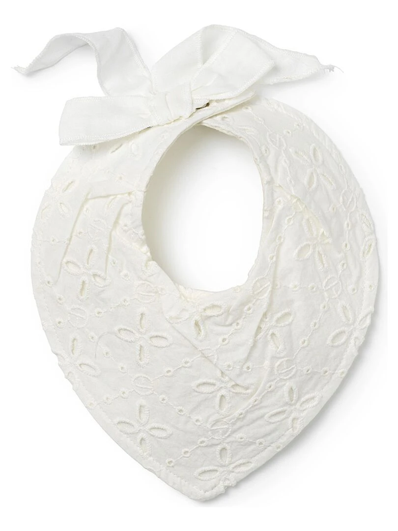 Bavoir bandana broderie anglaise Embroidery Ecru