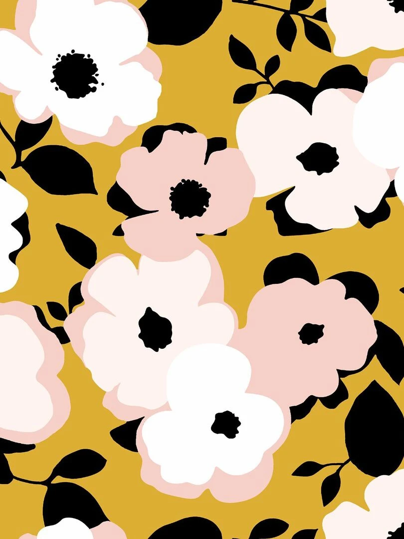 Nappe Toile cirée au mètre Flower jaune Jaune