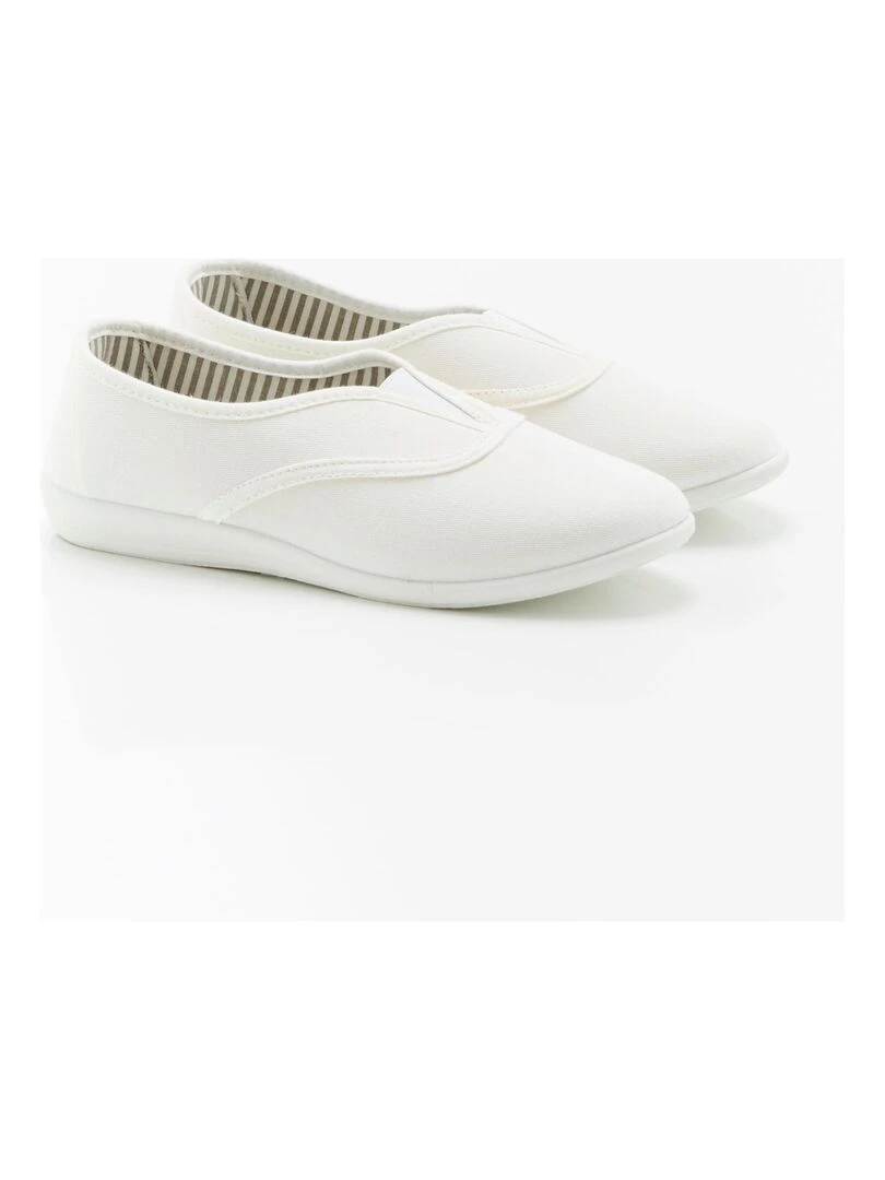 Ballerines d'intérieur en toile Damart Blanc