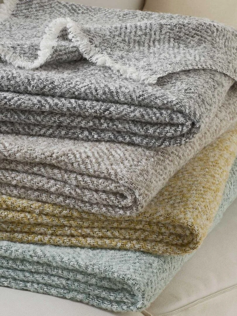 Plaid aux mélanges de matières Beige