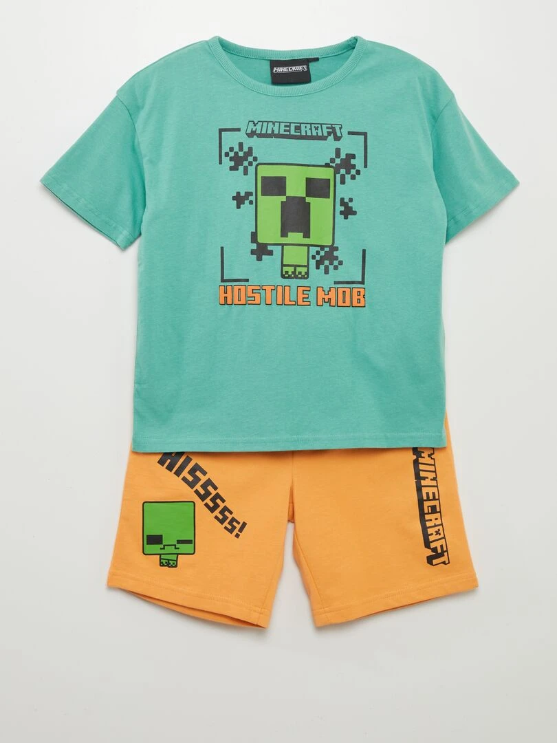 Ensemble court 2 pièces 'Minecraft' Orange