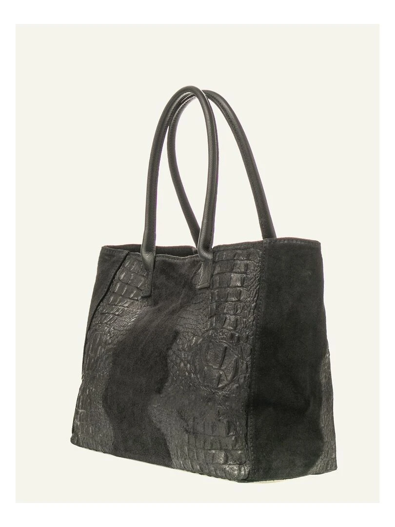 Sac cabas cuir croco DL ALICE   Noir