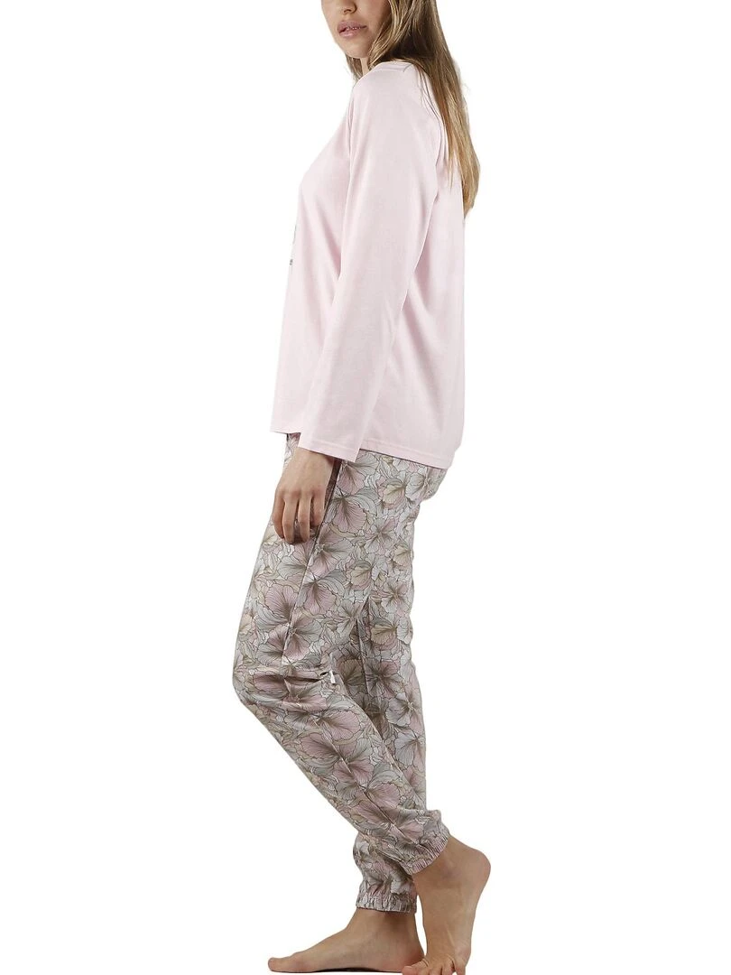 Pyjama pantalon top manches longues Made With Love   Rose