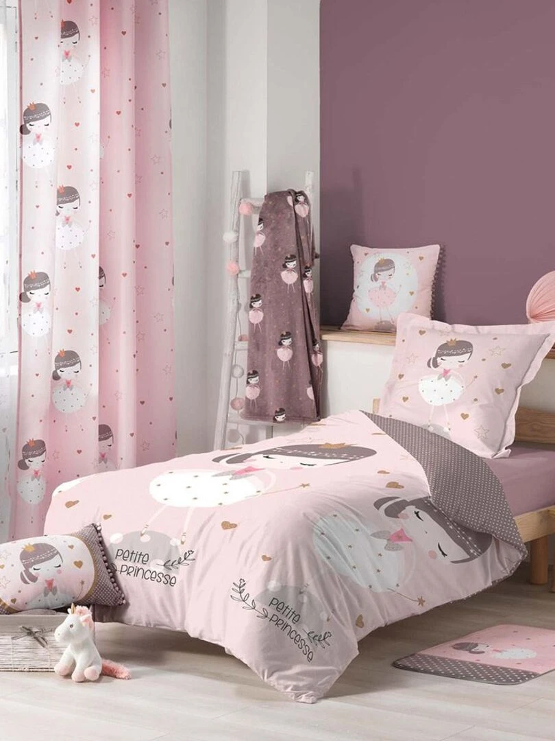 Rideau à œillets 140x260 Petite princesse rose Rose