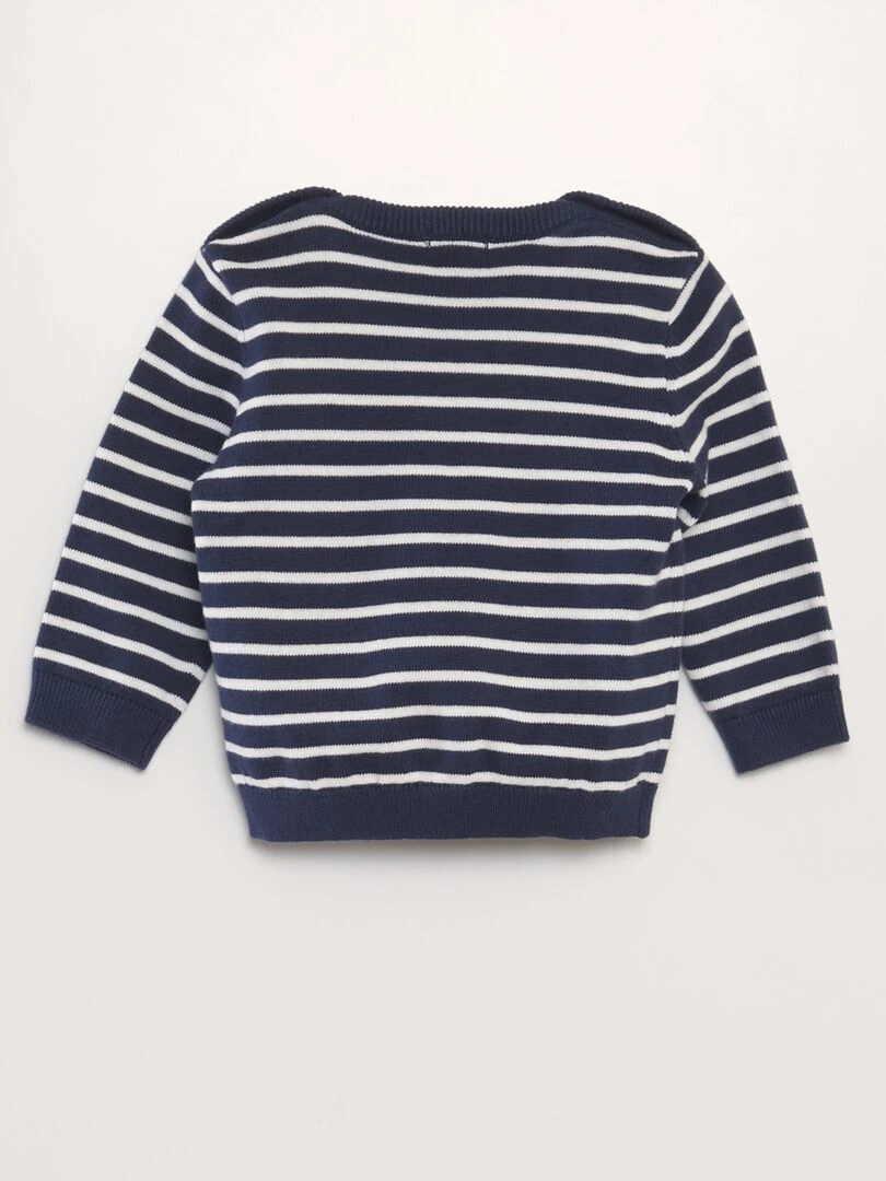 Pull rayé en maille fine Bleu