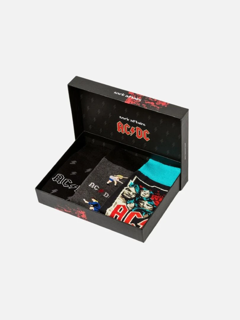 Coffret Chaussettes Sock Affairs Officiel AC/DC Noir Gris