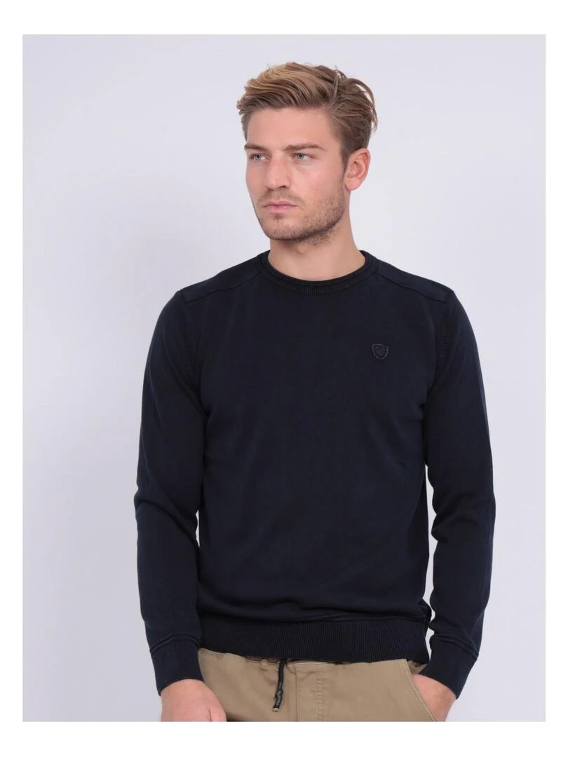 Pull fin col rond coton ARTHUR Bleu marine