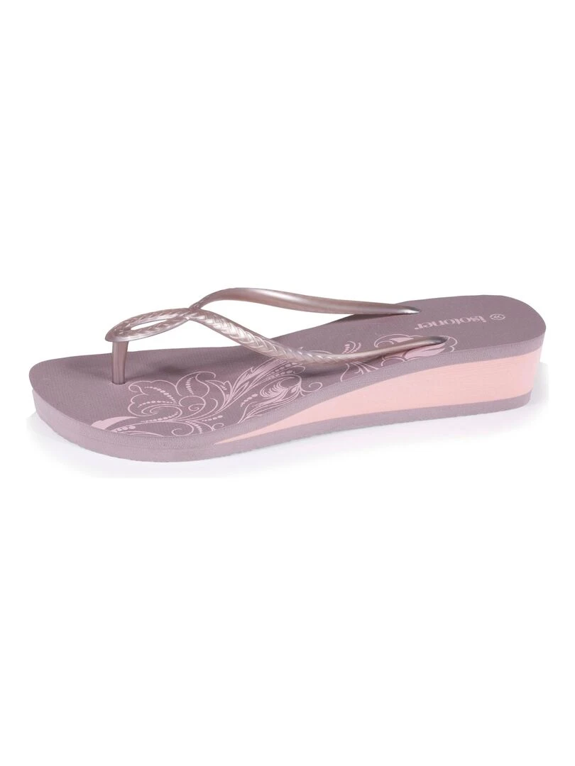 Tongs Femme imprimé cachemire talon Taupe Taupe