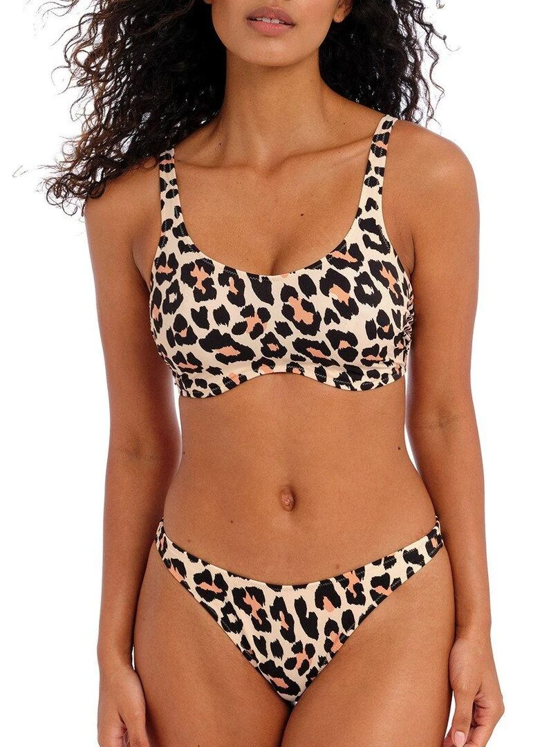 Haut de maillot brassière avec armatures Animal instinct Beige