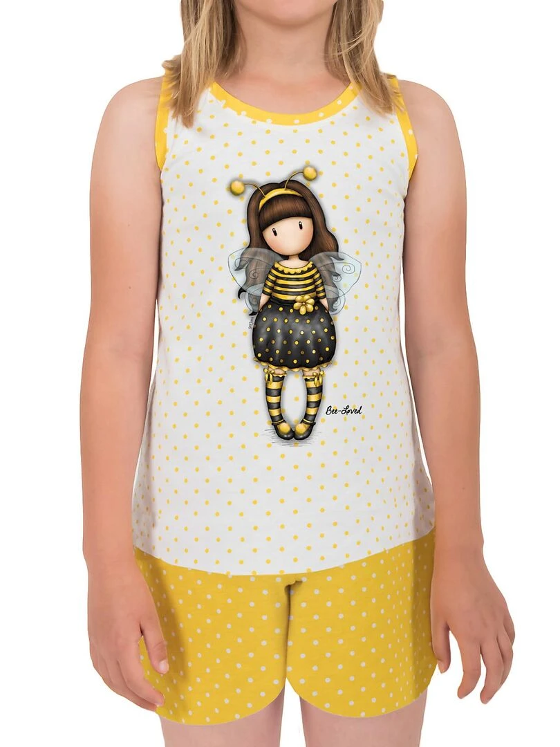 Pyjama débardeur et short Bee Loved Jaune