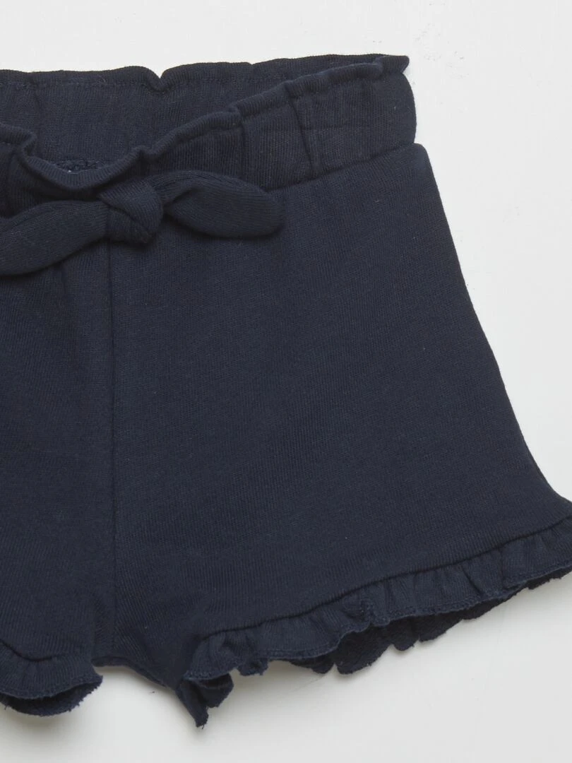 Short en molleton avec volants   Bleu marine