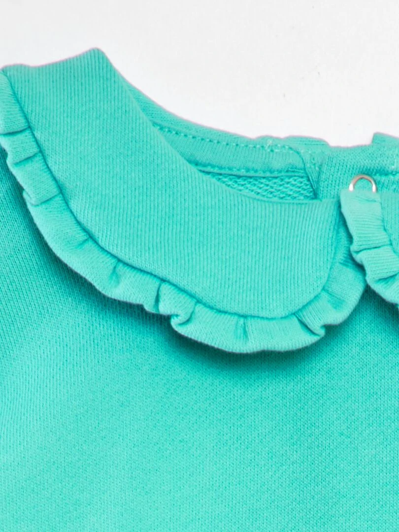 Sweat en coton à col claudine Bleu