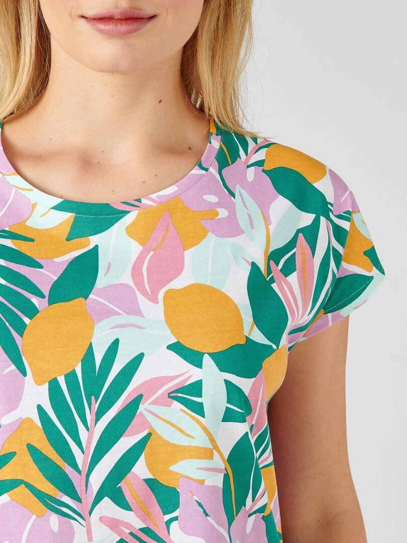 T shirt de pyjama en pur coton peigné Damart Jaune
