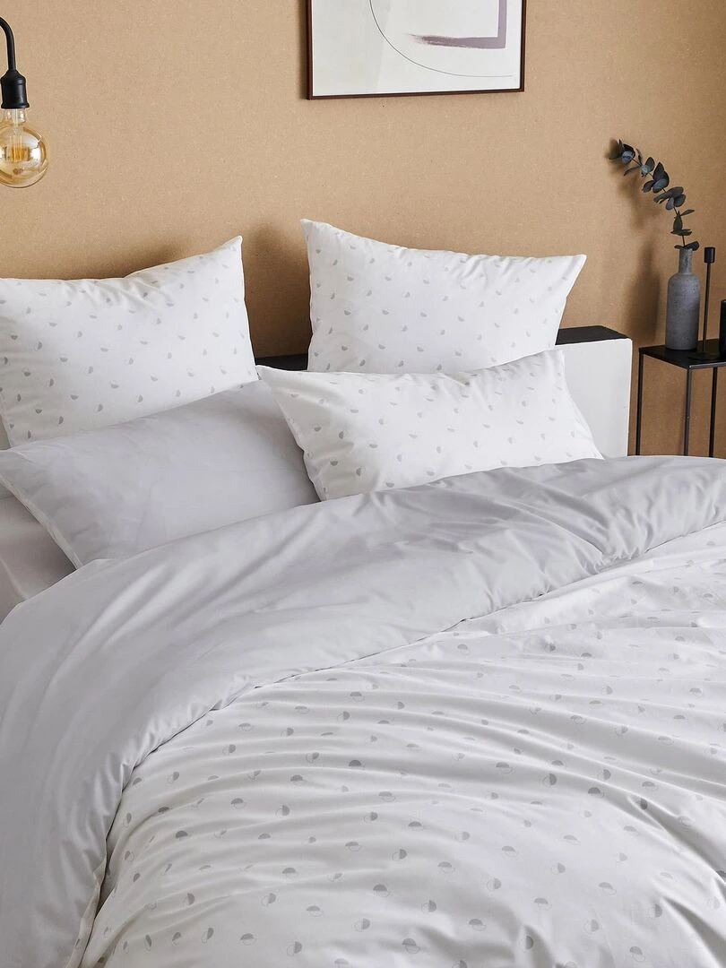 Housse de couette en percale au style géométrique Gris clair