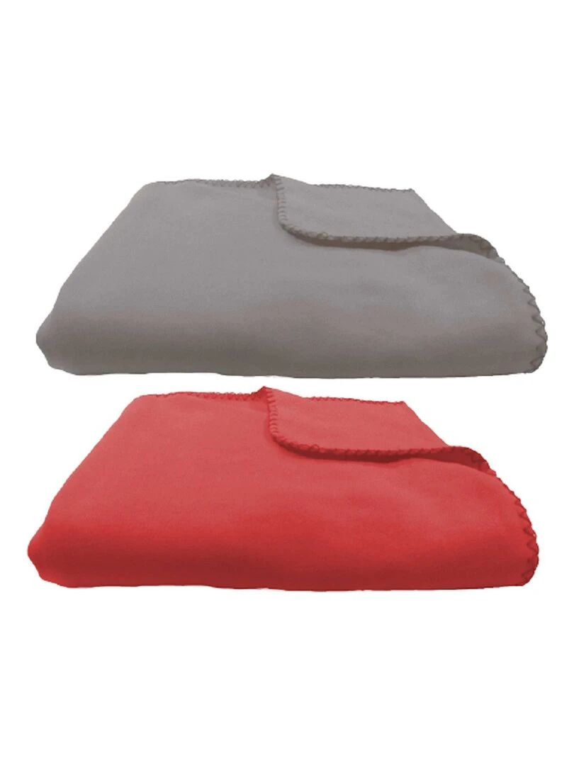 Future Home Lot 2 plaids gris et rouge polyester 130x150cm Multicolore