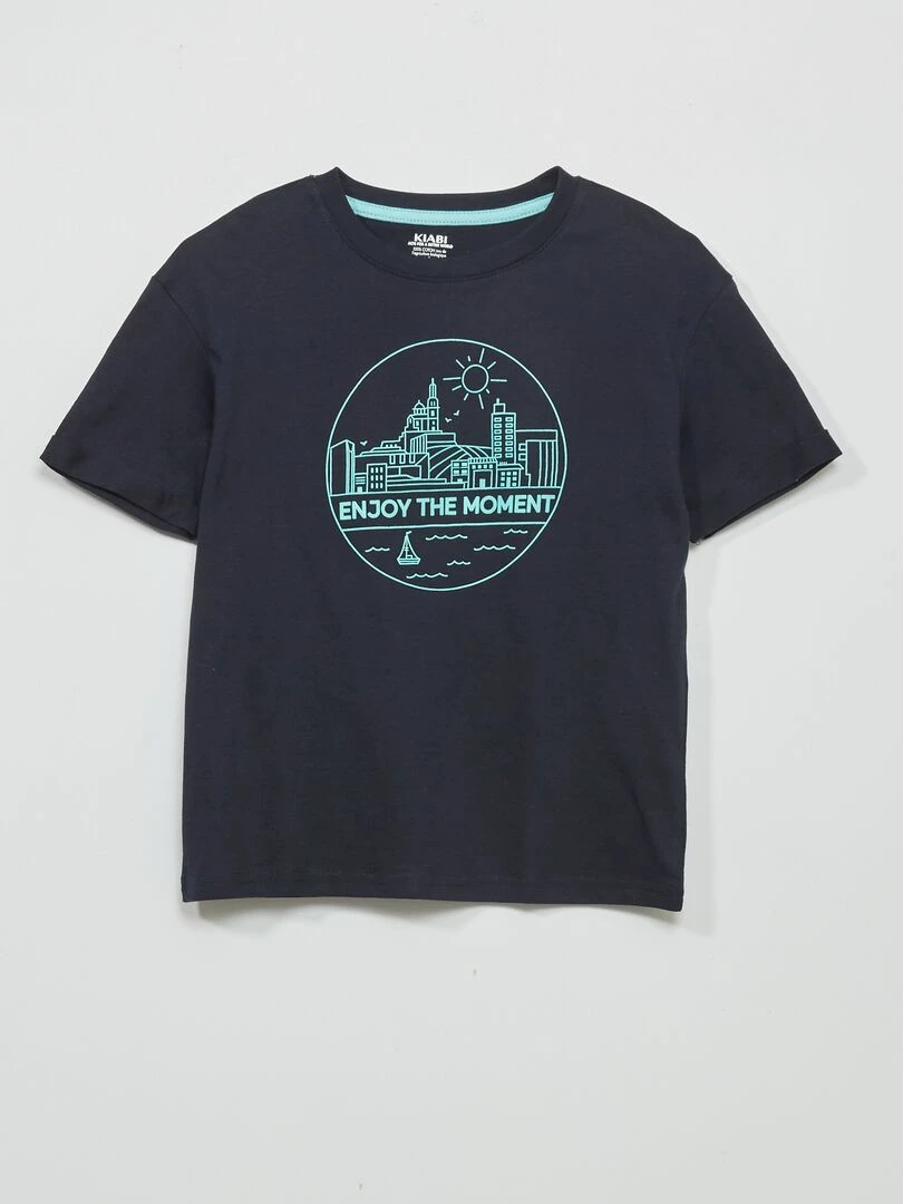 T shirt avec animation en relief Marine