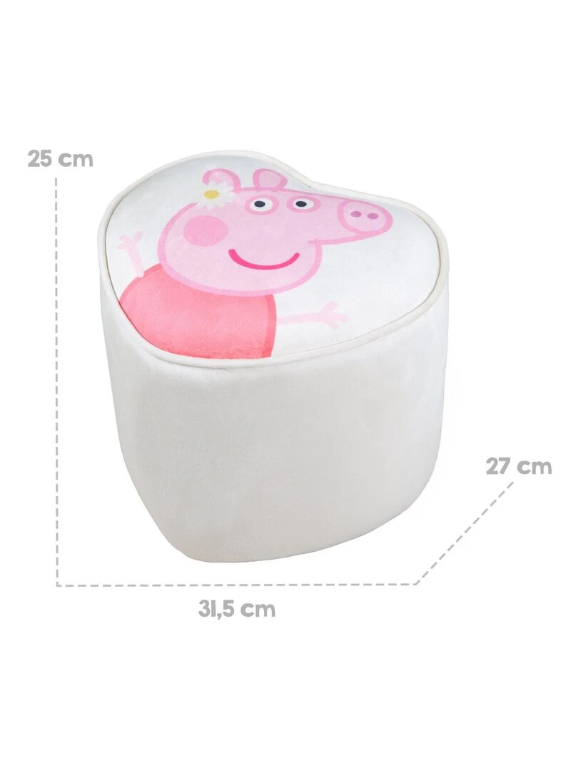 ROBA Pouf Bébé en Forme de Coeur Peppa Pig   Tabouret Enfant en Velours Doux   Beige   Motif Truie   Beige
