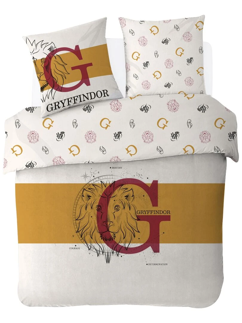 Housse de couette Harry Potter Gryffondor 200x200 cm 100% Coton Blanc
