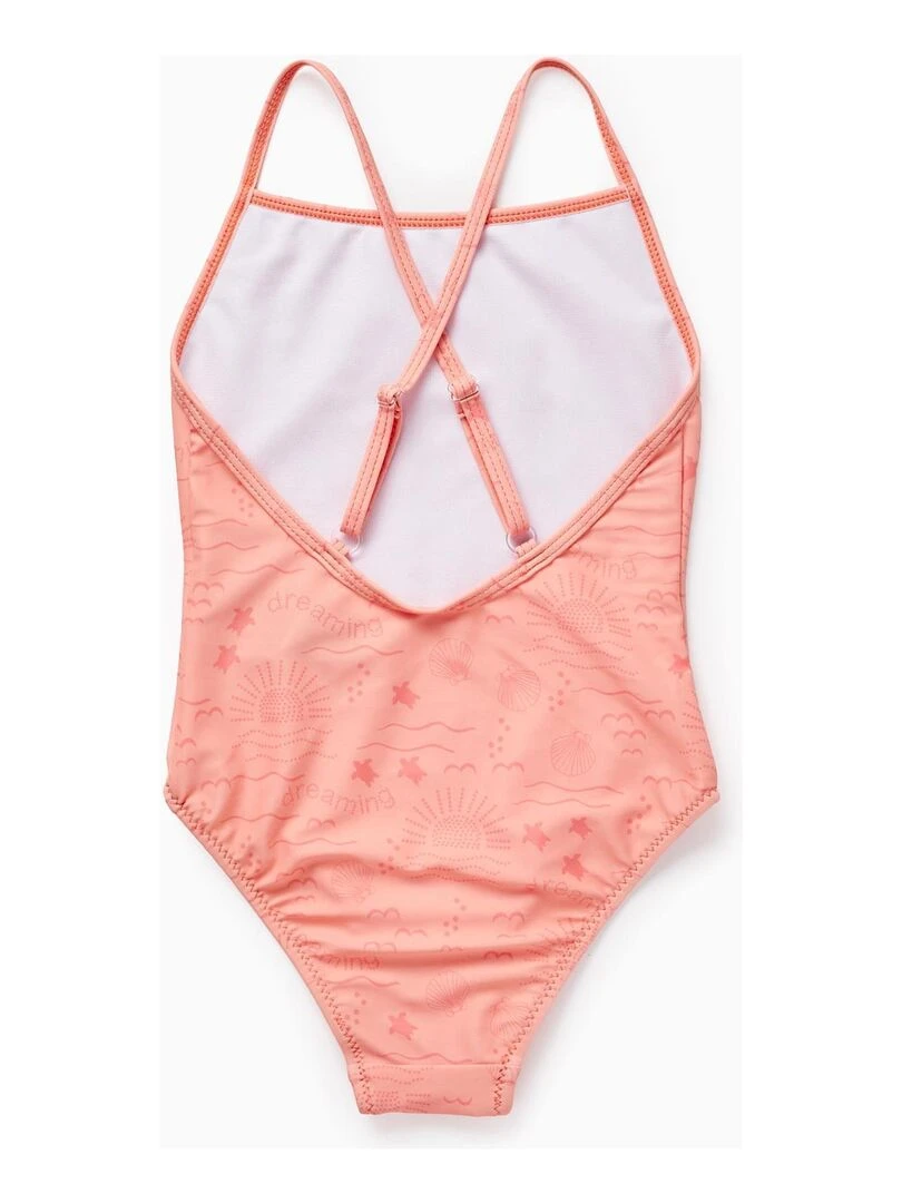 2 Maillots de Bain pour Fille 'Soleil' Blanc Orange clair