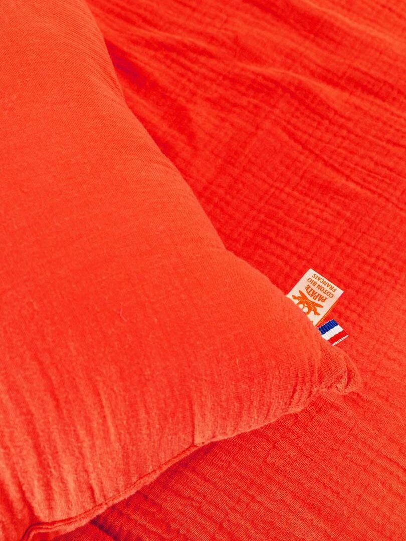 Coussin Rectangle en Coton Bio Fraise   Rouge