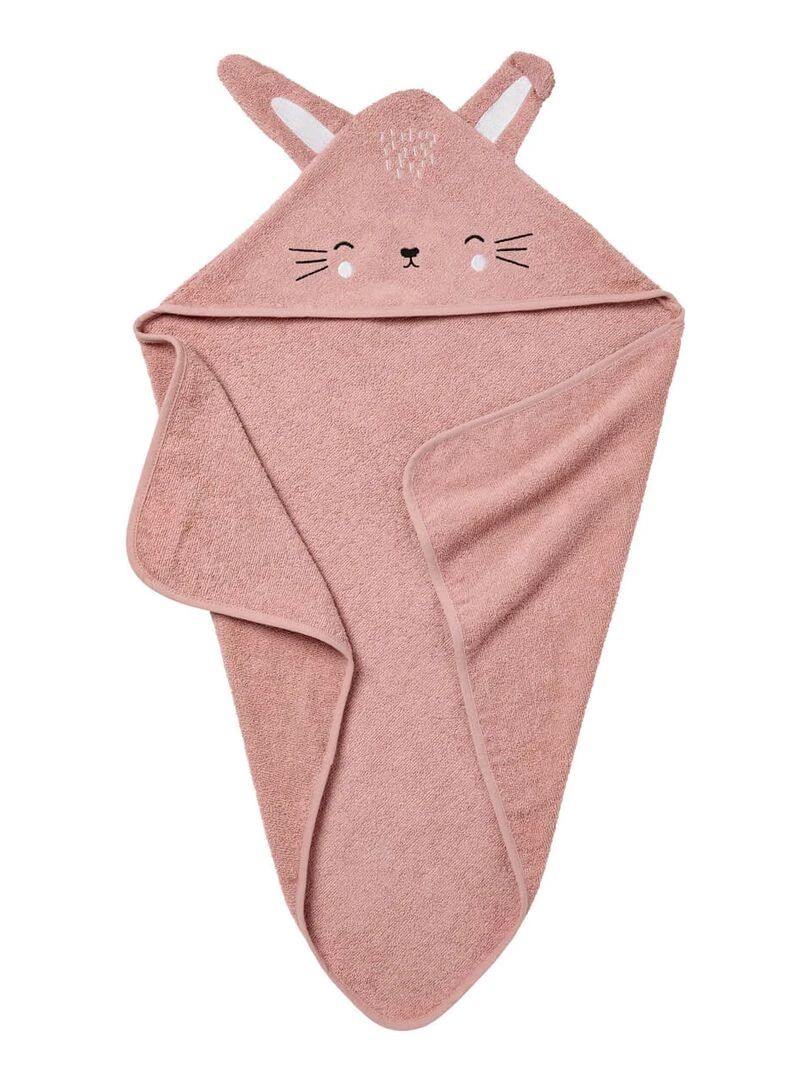 Cape de bain 70x70 cm ludique   Lapin rose   Rose