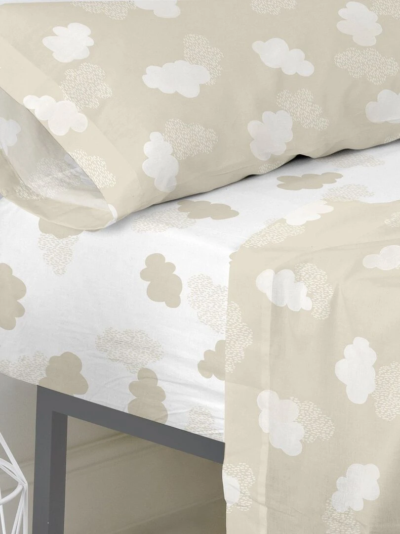 Drap housse Clouds "Happyfriday" Beige