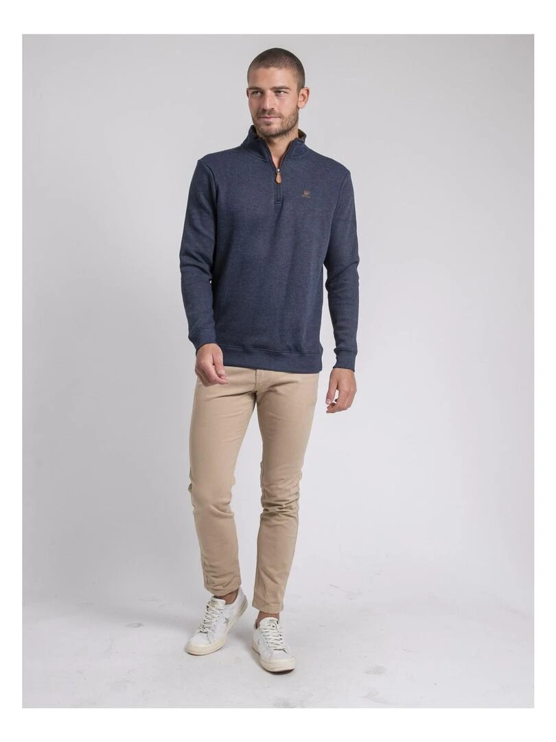 Sweat col montant zippé WOMPOU   Bleu marine