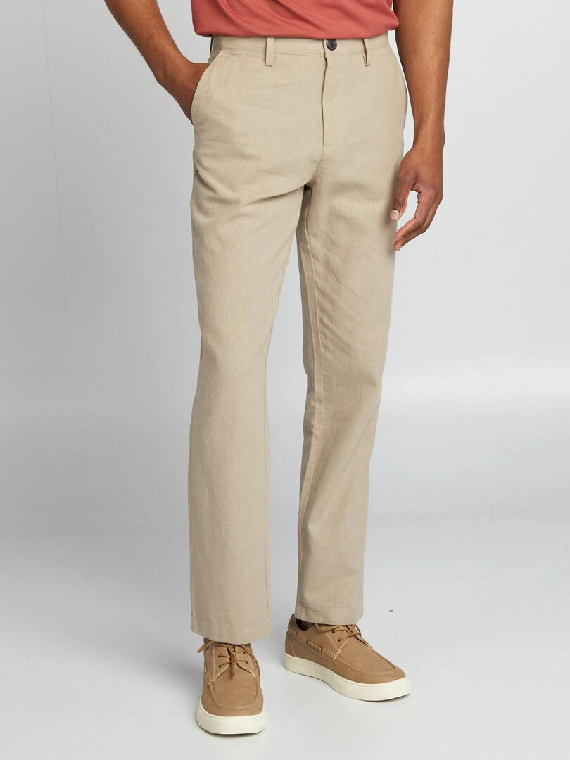 Pantalon chino en lin Beige foncé