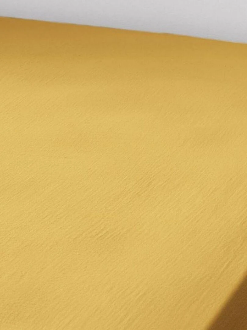 Drap housse 100% Gaze de Coton 74 fils   Jaune