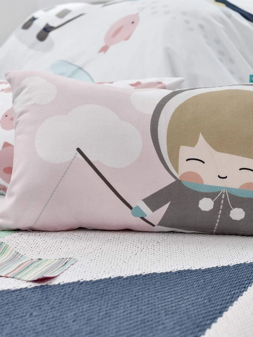 Housse de coussin Skymo day "Happyfriday" Blanc