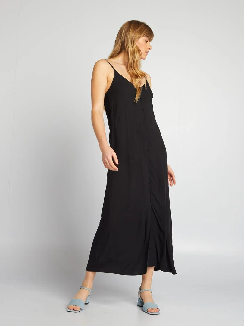 Robe longue fluide à fines bretelles noir