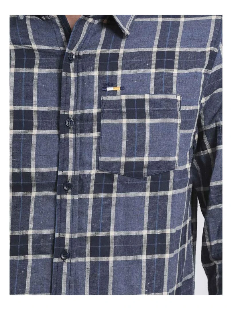 Chemise manches longues carreaux TADULOR   Bleu marine