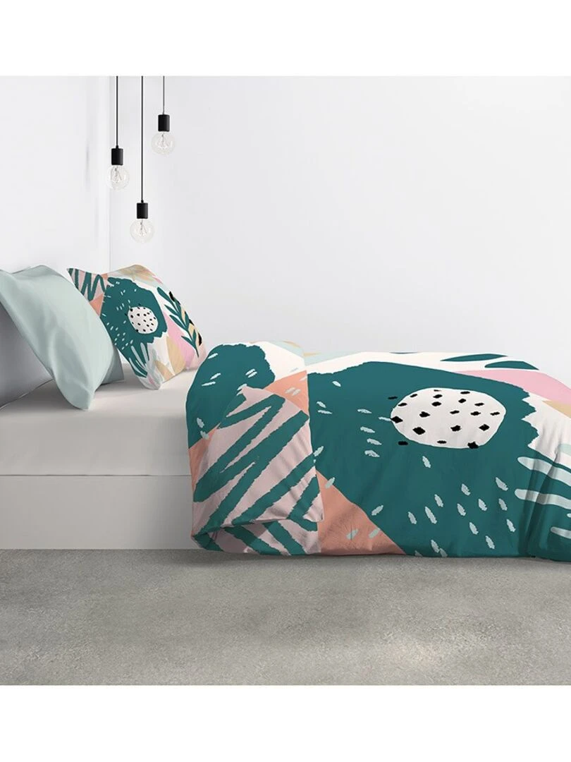 Housse de couette 240x220 Emilia + 2 taies 100% coton 57 fils   Bleu