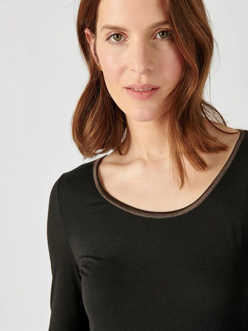 T shirt Thermolactyl Sensitive biais satin manches longues Damart Noir