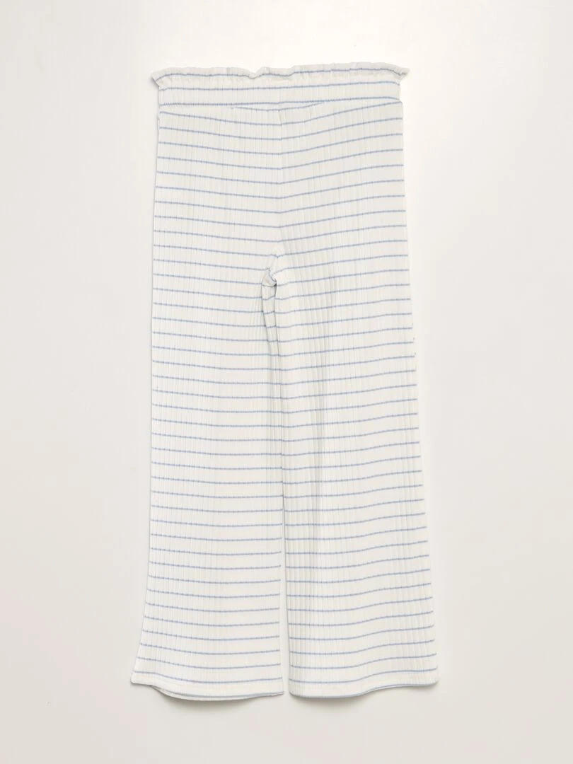 Pantalon large en maille côtelée Bleu