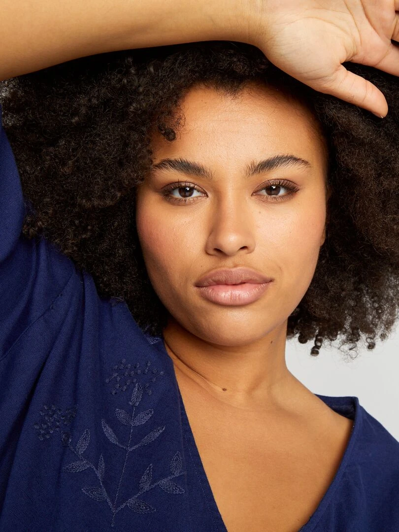 Robe évasée à broderies Bleu