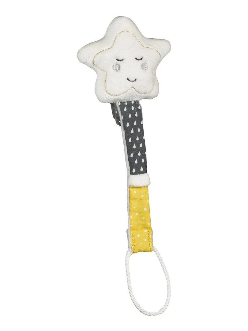 Attache tétine en velours étoile SAUTHON Blanc