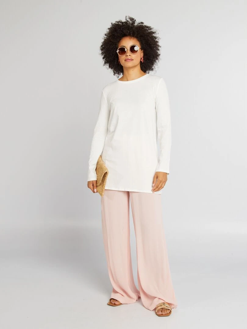 T shirt long à manches longues Blanc