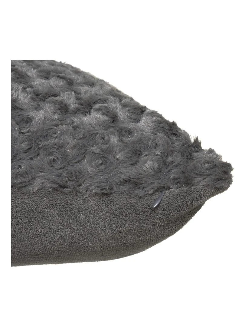 Coussin en imitation fourrure bouclée Gris foncé