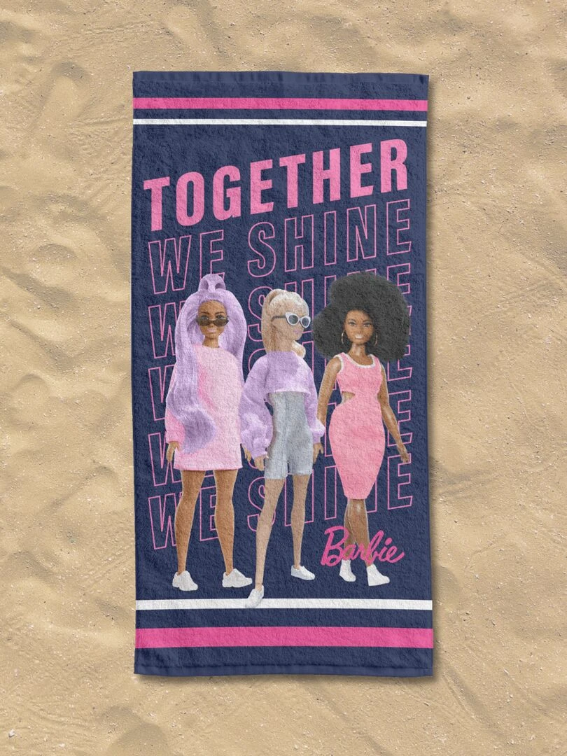 BARBIE   Serviette De Plage Barbie 70x140 cm   100% Coton   300 GSM   Bleu Marine   Bleu marine