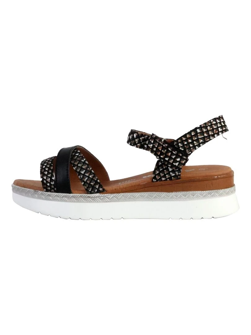 Sandale Plate Cuir TDF Alénoa Noir