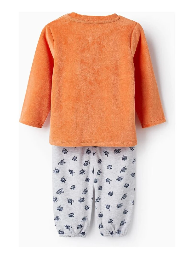 Pyjama en velours pour bébé garçon 'Super Lama Brille dans le Noir' DISCOVER PERU Orange clair