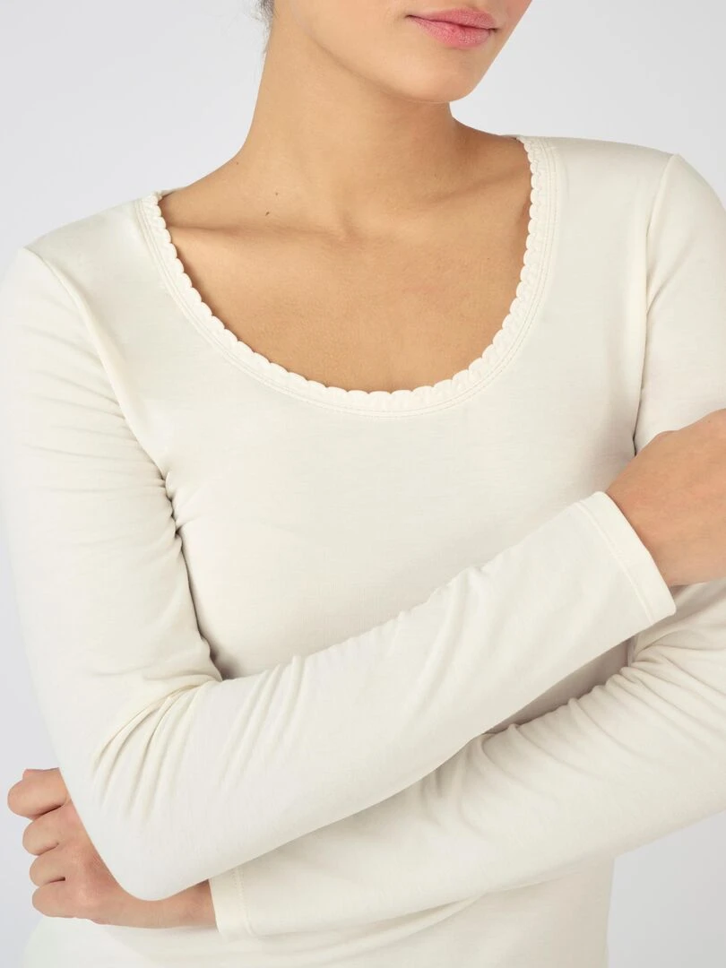 T shirt manches longues thermorégulant Evolutyl   Damart   Blanc Ecru Blanc