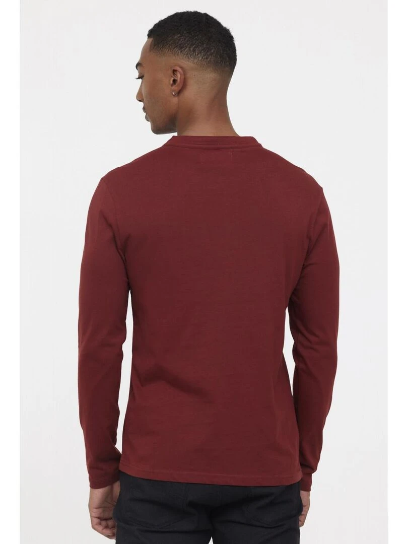 Lee Cooper   T Shirt manches longues coton regular ASILO   Rouge brique