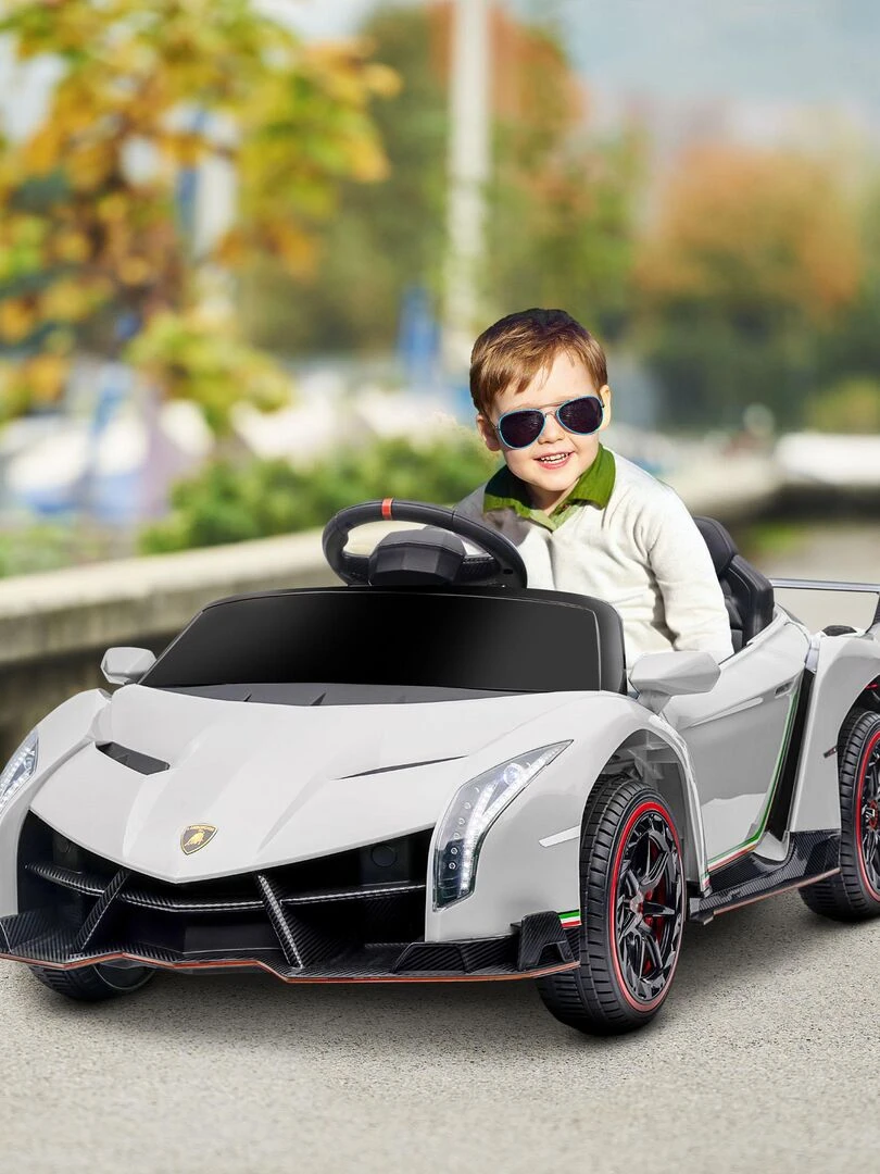 Voiture électrique enfant licence Lamborghini Veneno avec télécommande   Blanc