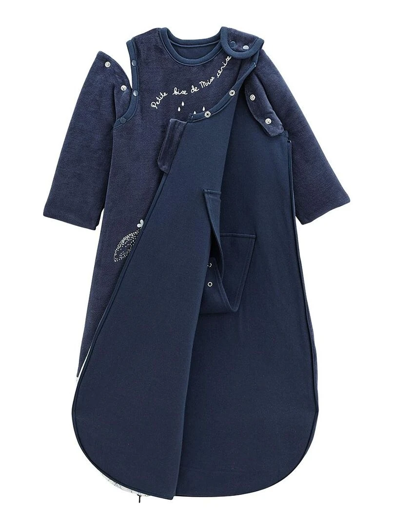Gigoteuse d'hiver en velours avec manches amovibles Misscerise   Bleu