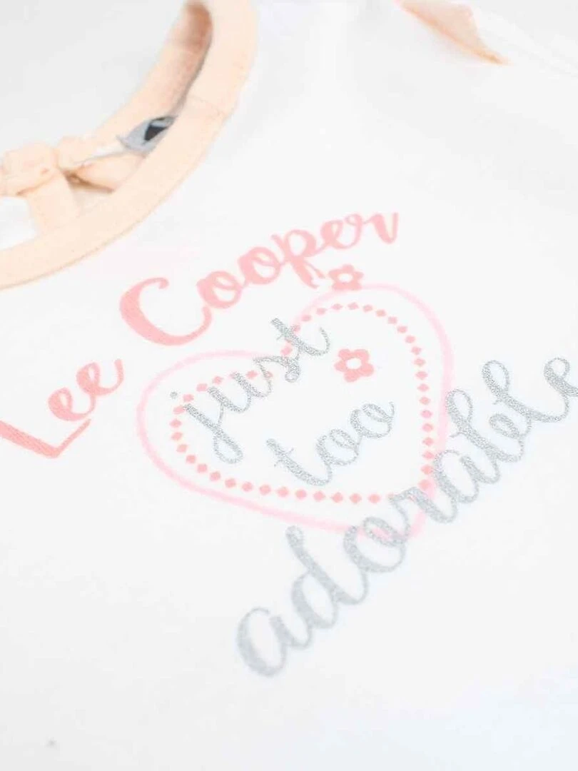 Lee Cooper   Ensemble ​​Body pantalon bonnet bébé fille Imprimé Logo   Blanc