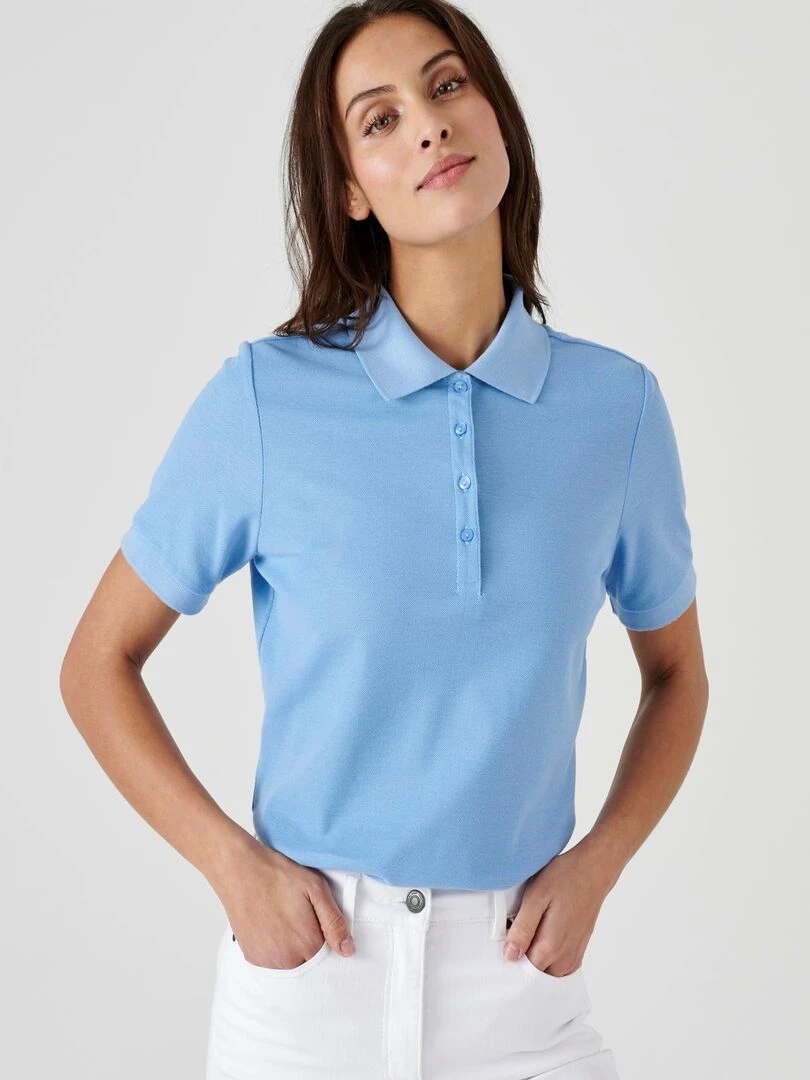 Polo maille piquée Damart Bleu lavande