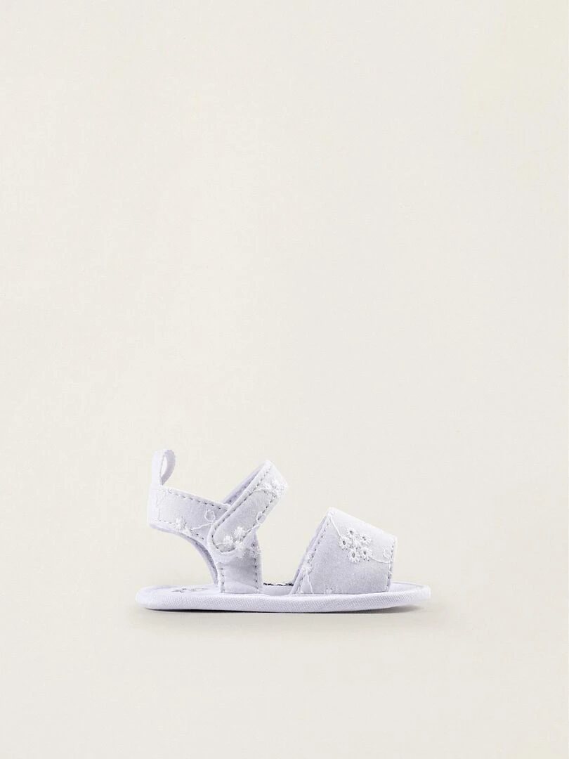 Sandales avec Broderie Florale pour Nouveau Né ATLANTIC COMPANY Blanc