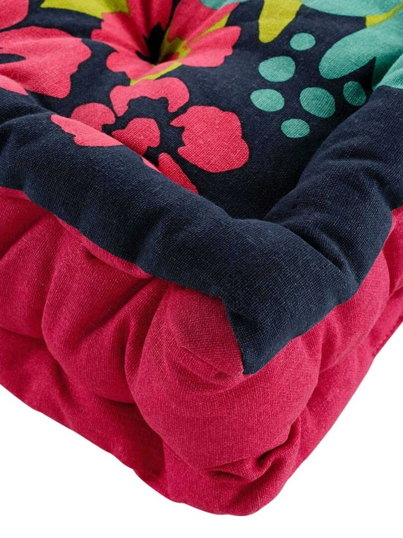 Coussin de sol 45x45x10 cm coton imprimé/uni HAWAI Bleu